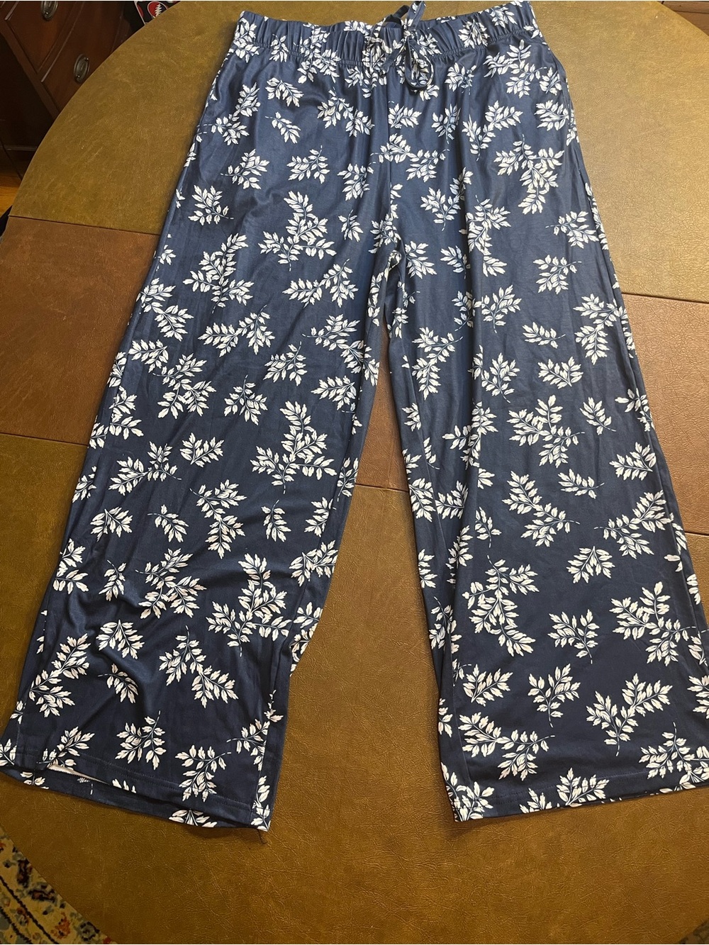 Navy Floral Wide-Leg Lounge Pants Women’s XL